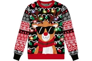 ADUKIDE Boys Ugly Christmas Sweater Xmas LED Light up Sweatshirt Girls Long Sleeve Knit Pullover Size 5-14T