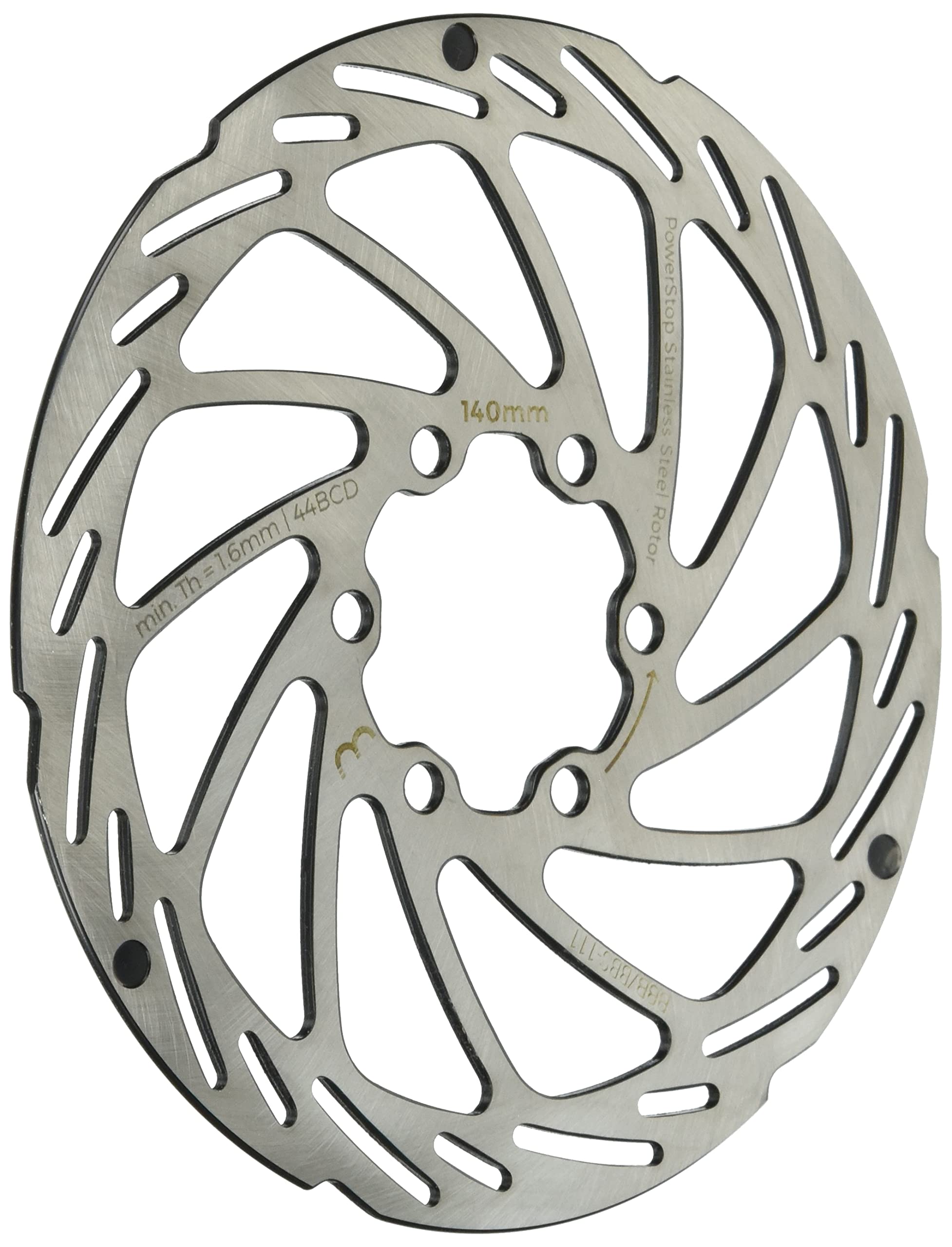 BBB Cycling Bike Brake Disc With 6 Bolts Stainless Steel Bicycle Brake Rotor With Wear-Out Indicator for Road Mountain E-Bikes MTB 140mm PowerStop BBS-111, Silver