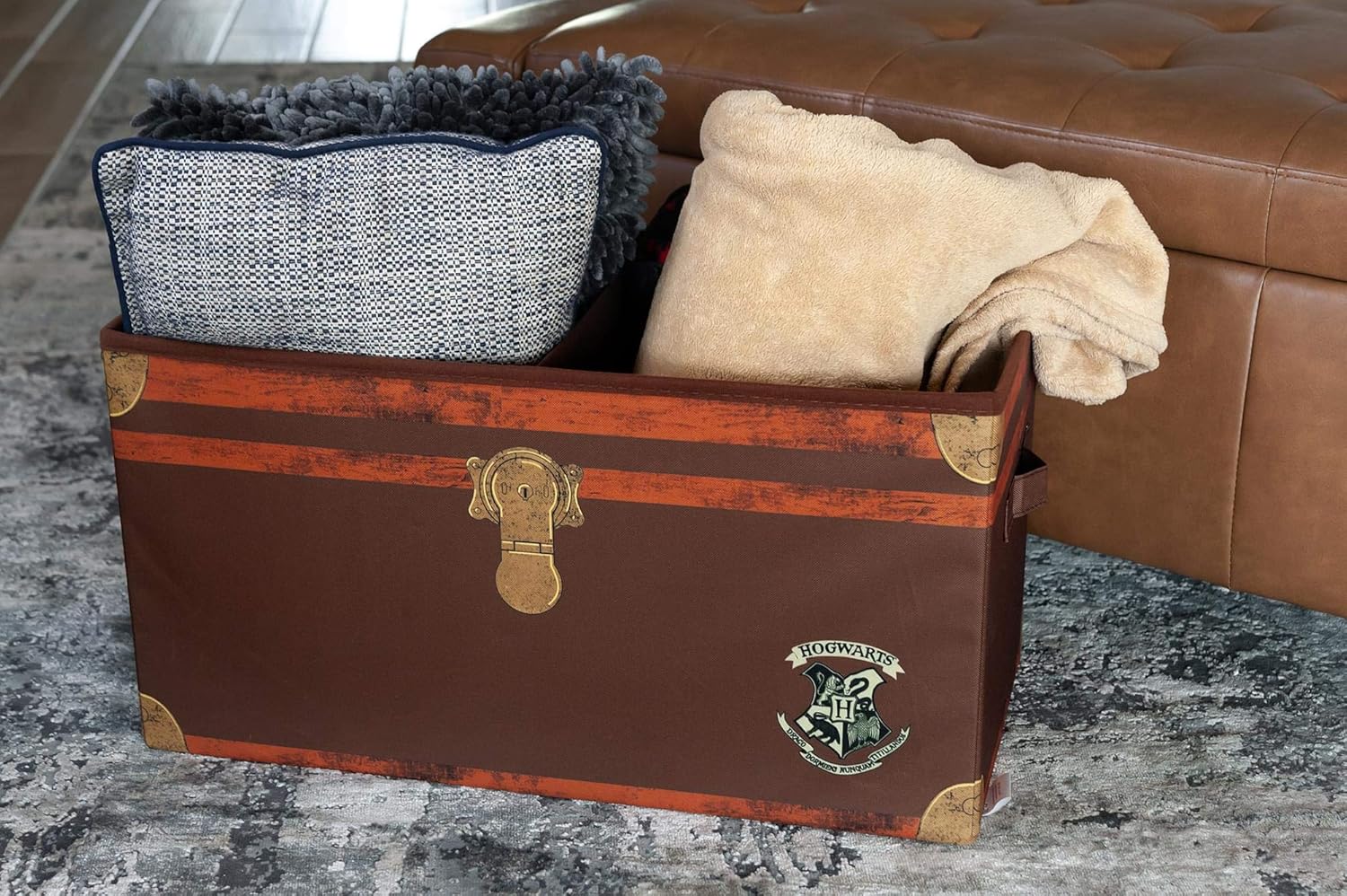 Robe Factory LLC Harry Potter Hogwarts 24-Inch Foldable Storage Chest | Fabric Basket Container, Cube Organizer with Handles | Collapsible Brown Cubby Cube Closet Organizer: Toys & Games