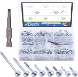 GLARKS 260Pcs Pocket Hole Screw Set 8 Size Square Drive Self Tapping Coarse Fine view 1