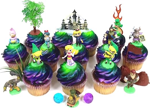 Amazon Com Legend Of Zelda Birthday Cupcake Topper Set Featuring Link Zelda Phantom Bryne Anjean Chancellor Cole Big Blin Alfonzo Ferrus Spirit Train Themed Decorative Accessories Kitchen Dining