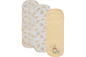 Disney Baby Burp Cloths 3 Pack – 100% Cotton – Mickey Mouse, Minnie Mouse, Winnie The Pooh, Dumbo – Soft & Absorbent Newborn Essentials for Boys & Girls