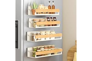 SONGMICS Set of 4 Spice Racks, 2 Large and 2 Small Kitchen Magnetic Shelves for Refrigerator, Microwave, Washing Machine, Spi