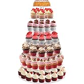 Cupcake Stand for 70 Cupcakes, 7 Tier Acrylic Round Tiered Cupcake Holder | Clear Large Dessert Table Display Stands for Wedding Anniversary Baby Shower Bridal Shower