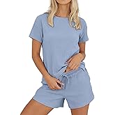 ANRABESS Womens Lounge Pajamas Short Set 2026 Casual Summer 2 Piece Outfits Lightweight Loungewear Clothes