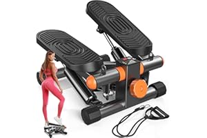 LUBBYGIM Steppers for Exercise at Home, Mini Stepper with Resistance Bands, Super Quiet Fitness Stair Stepper with 350LBS Loading Capacity - 2024 Upgrade Version