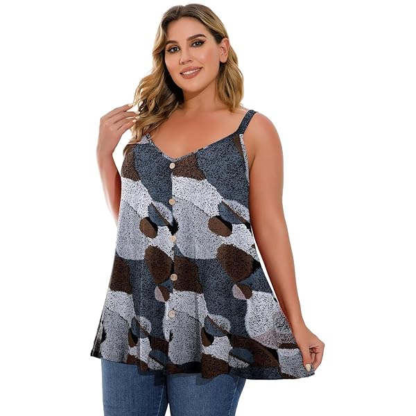 MONNURO Plus Size Camisole V Neck Button Cami Tank Tops Women's Sleeveless  T-Shirt Tunics, Darkgreen, 1X : Amazon.ca: Clothing, Shoes \u0026 Accessories