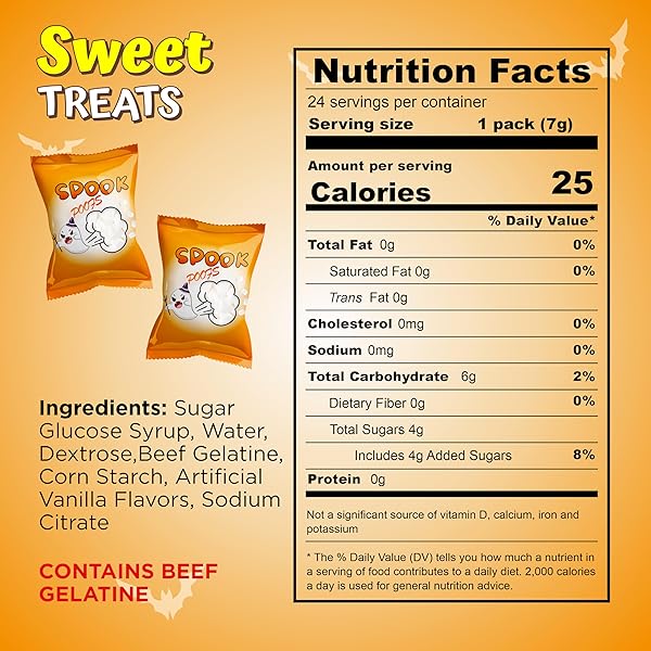4E’S NOVELTY 24 PACK HALLOWEEN MINI MARSHMALLOWS – SPOOK POOF – INDVIDUALLY WRAPPED VANILLA FLAVOR – HALLOWEENS CANDY FOR KIDS IN BULK, SNACKS FOR TRICK OR TREAT, 17 MARSHMALLOWS IN EACH BAG