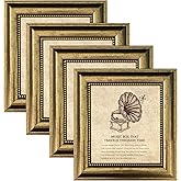 TKYGU 5x5 Picture Frame with Real Glass, 4 set Ornate Vintage Picture Frames for Wall or Tabletop Display, Gold 5 x 5 Frame for Wall home best gift