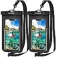 CACOE [Not Floatable] Universal IPX8 Waterproof Phone case 2 Pack-Up to 7.2",Phone Pouch with Adjustable Neck Lanyard,Cellphone Dry Bags for Vacation Kayak Cruise Travel Essentials（Black+Black）