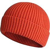 ROYBENS Swag Wool Knit Cuff Short Fisherman Beanie for Men Women, Winter Warm Hats