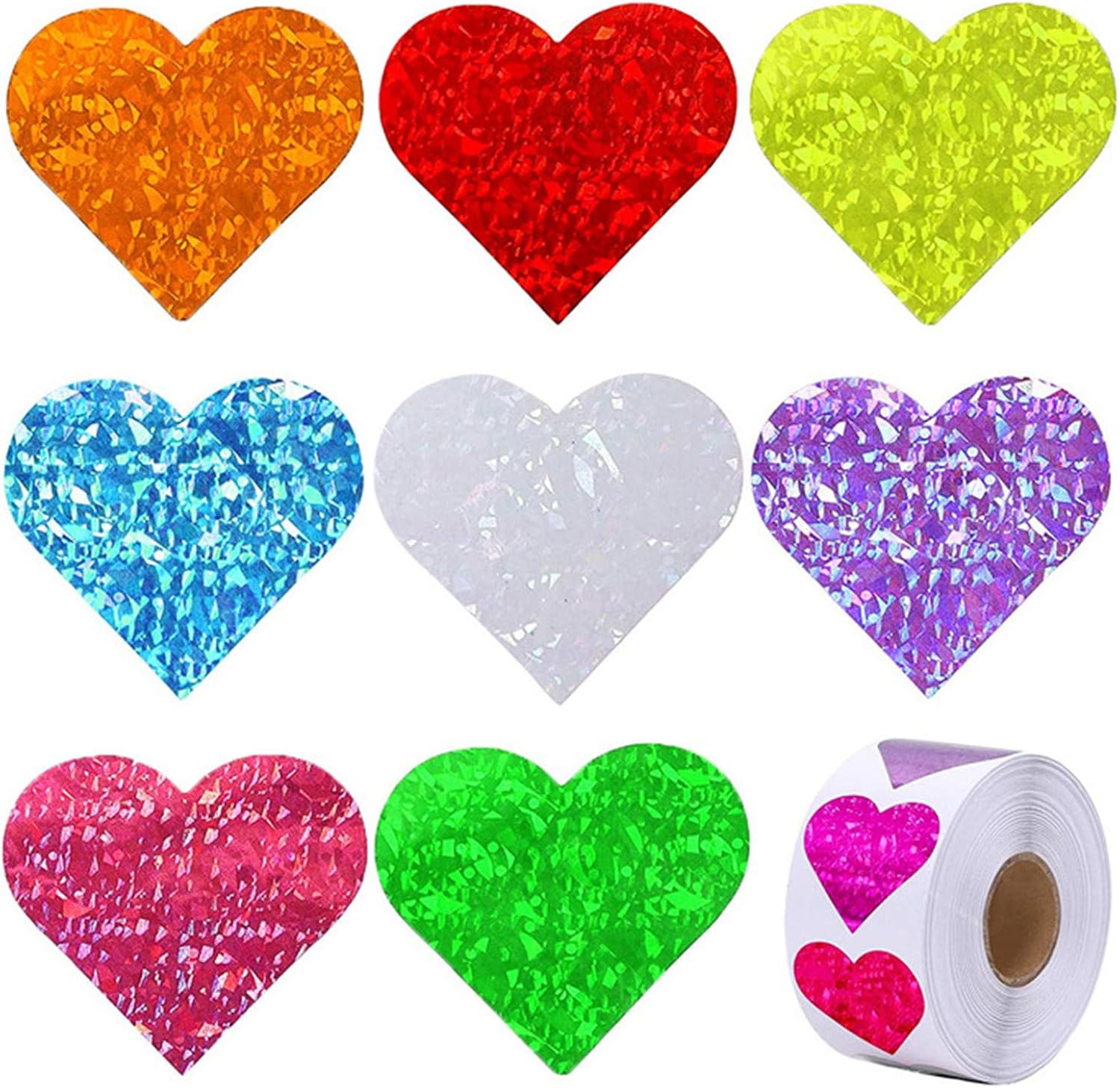 500 Pieces Heartshaped Stickers Labels, 8 Kinds of