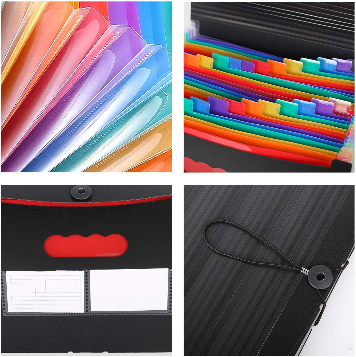 26 Pockets Accordian File Folder Organizer, Expanding Filing Box A4 Letter Size Expandable File Folders, Plastic Accordion Document Paper Coupon Bill Receipt Organizer with 3 A-Z Alphabet Colored Tabs : Office Products