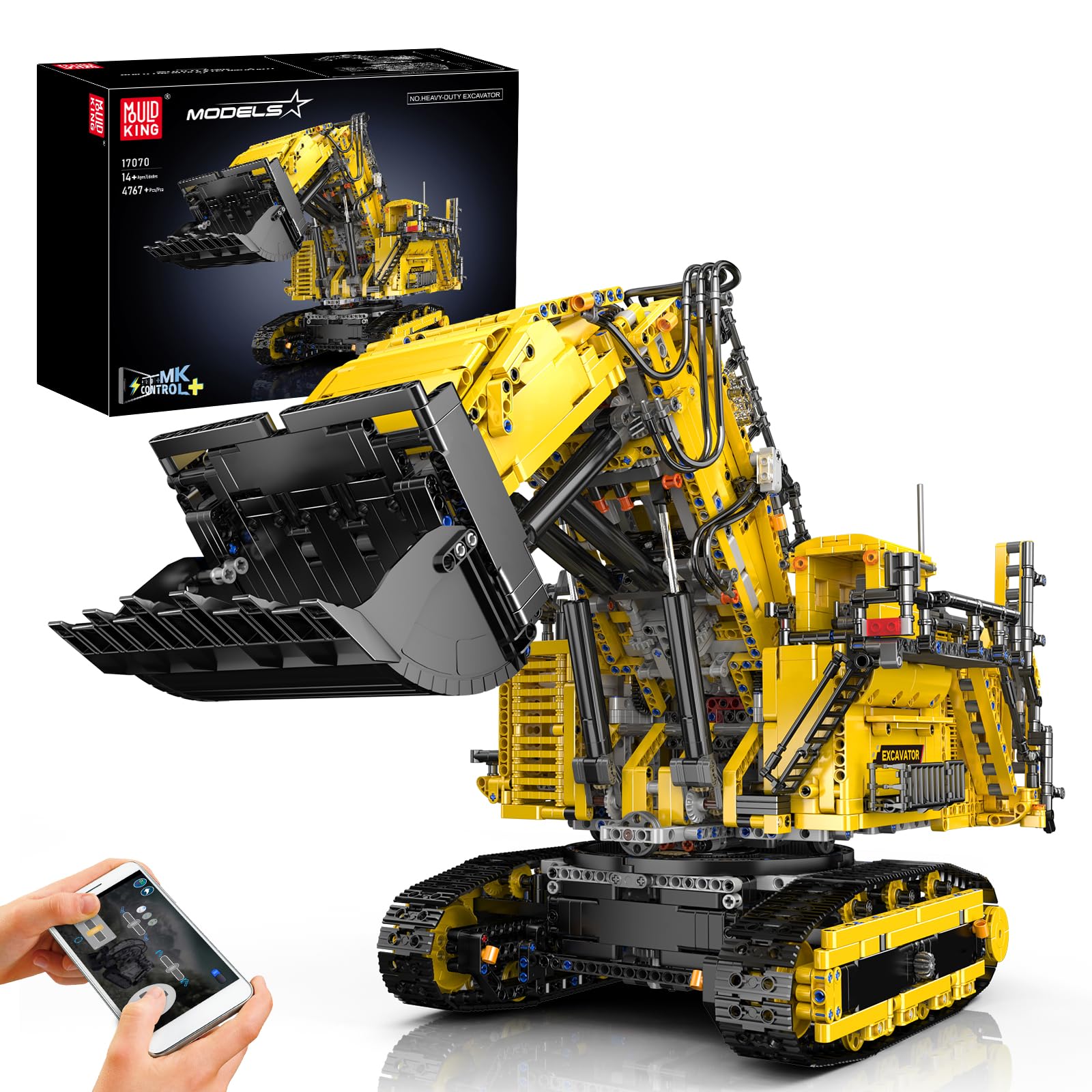 Photo 1 of **Similar item**
Mould King 17070 App Control Large Excavator Building Kit, RC Diggers Construction Set, Mining Excavator Construction Vehicle Building Blocks for Adults (4767 Pieces)