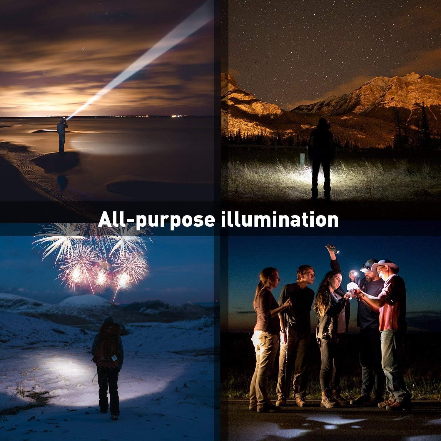 Ultra-Bright Flashlights, 2000 Lumens XML-T6 LED Tactical Flashlight, Zoomable Adjustable Focus, IP65 Water-Resistant, Portable, 5 Light Modes for Indoor and Outdoor, Camping, Emergency, Hiking (3 Pack) - - 