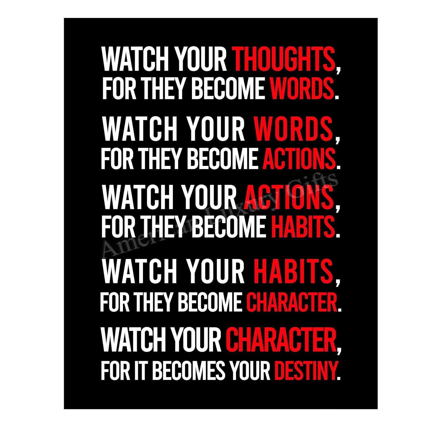 Amazon.com: "Watch Your Character-Becomes Your Destiny" Motivational