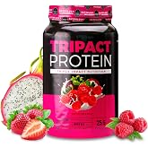 Nutrology TRIPACT Protein Powder - 7-in-1 Meal Replacement Shake with Grass Fed Whey Protein Powder, Pea, Rice, Greens for Muscle Recovery &amp; Immunity, Superberry Flavor, 40 Servings
