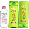 Garnier Back to School Bundle|Micellar Water (400mL) + Fructis Sleek & Shine Shampoo (22 Fl Oz), Conditioner (21 Fl Oz) (3 Items), 1 Kit (Packaging May Vary)
