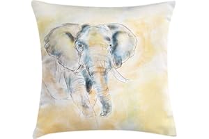 Ambesonne Animal Throw Pillow Cushion Cover, Watercolor Style Illustration Wild Creature Savannah Exotic Wildlife Theme Print, Decorative Square Accent Pillow Case, 18" X 18", Cream Grey