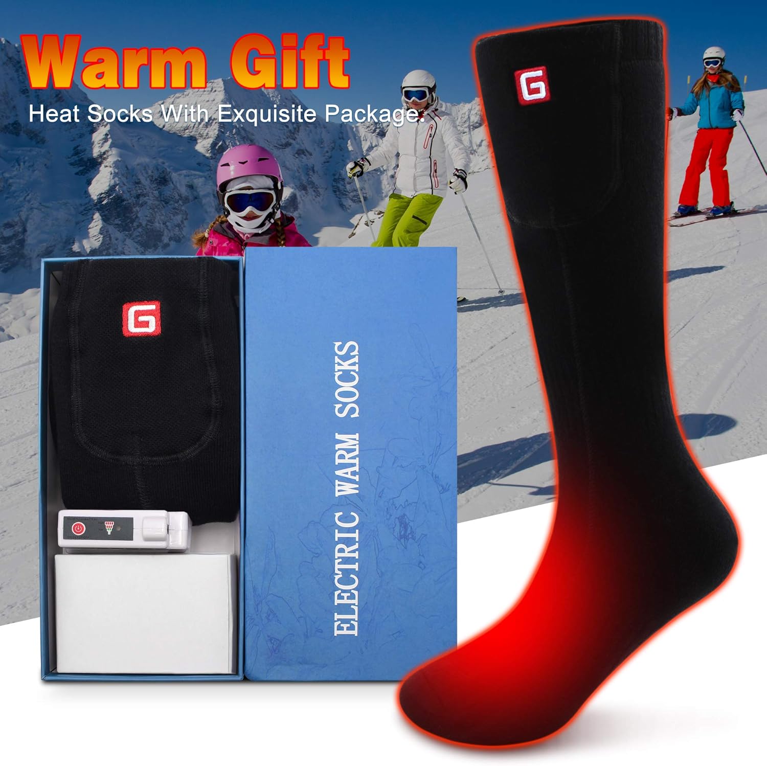 MMlove Heated Socks,Heated Socks Women Rechargeable Washable,Battery Thermal Socks, Electric Ski Socks Foot Warmers for Hiking Hunting Camping Fishing Socks: Clothing