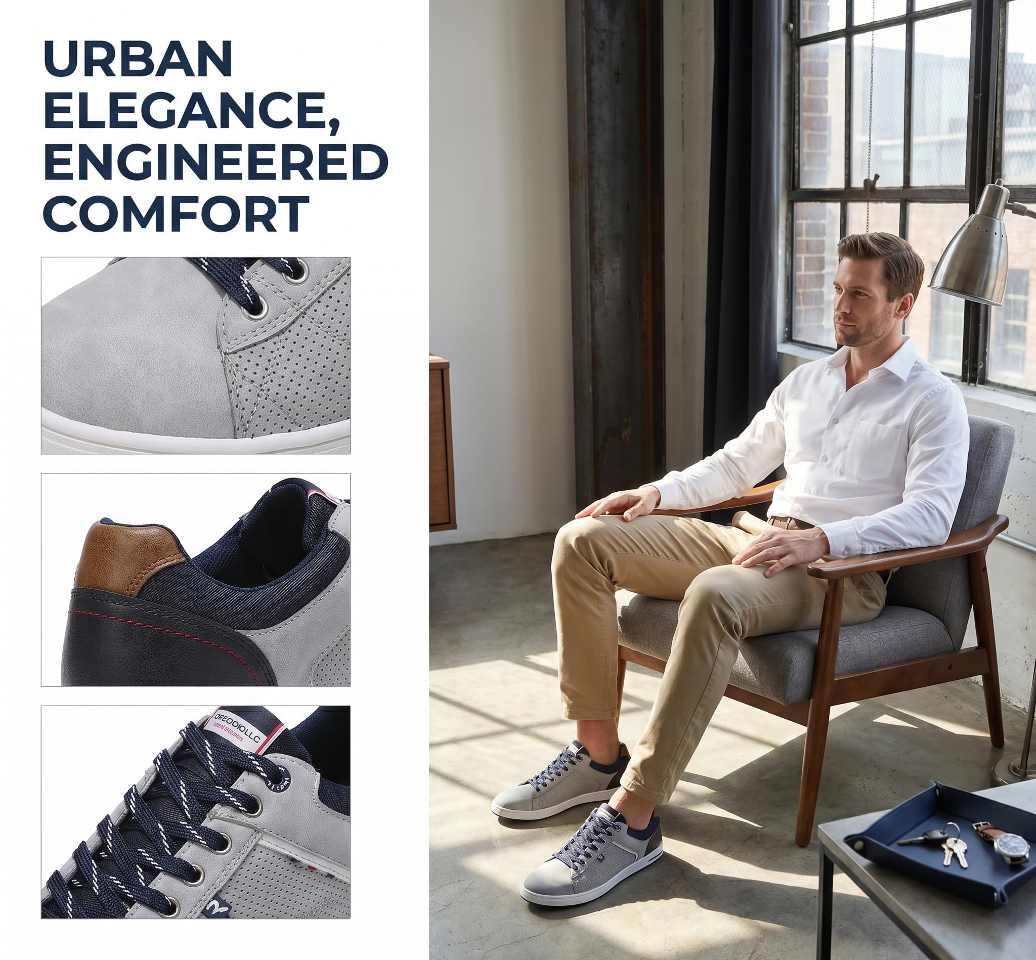 ARRIGO BELLO Sneaker Herren Schuhe Business Freizeitschuhe Leichte Trainers für Walking, Laufen, Sport Größe 41-46 (43, A_Grau) 3