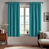 Deconovo Blackout Curtains, Thermal Insulated Rod Pocket Window Drapes, Noise Reducing, Oeko-TEX Certified, Room Darkening Curtains for Bedroom/Living Room, 2 Panels, Turquoise, 42W x 63L