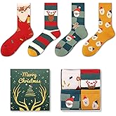 Sawnfay Christmas Socks for Women &amp; Men - 4 Pairs | Holiday Socks Gift Set, Mens Christmas Socks