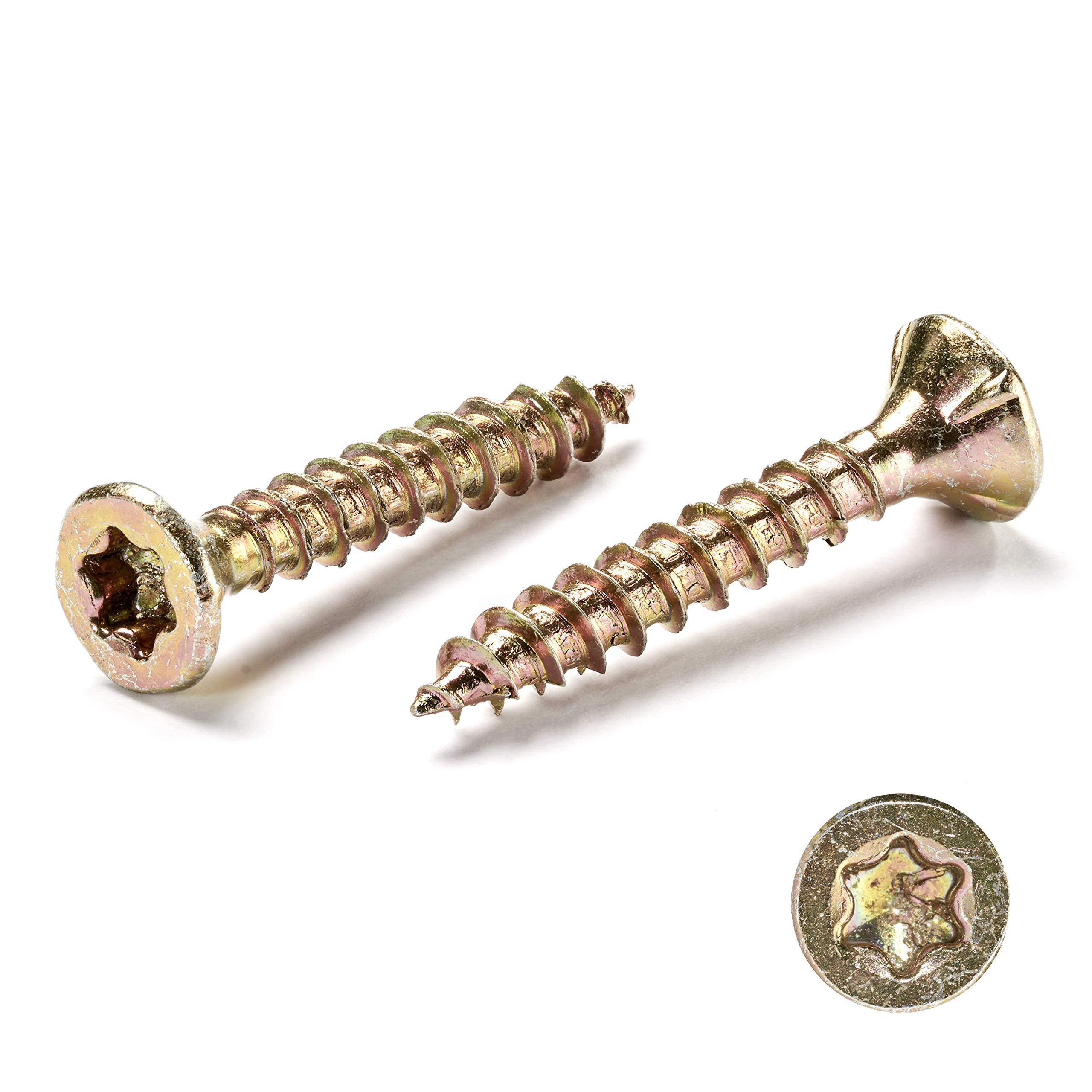 INNONEXXT Premium Chipboard Screws | milling Ribs | Cut Tip | Deck Screws, Wood Screws, Universal Screws | Yellow Galvanized | Made in Germany | Internal Spline| 500 Pieces | 3.5x20mm — image 1
