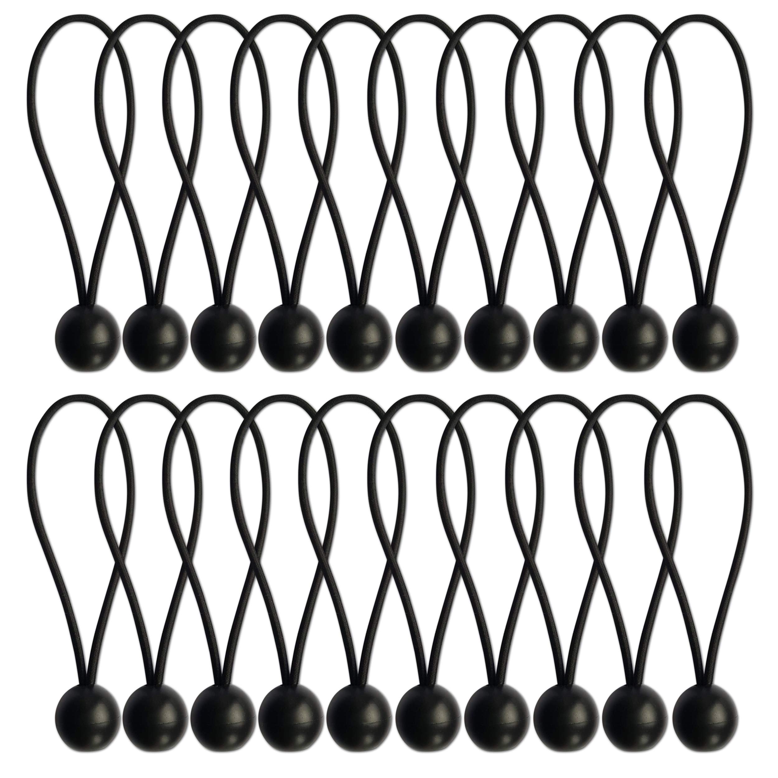 Bungee Cords Set of 20 Pieces – 8 Inch Multifunctional Bungee Straps – Reusable Elastic Tarp Rope Ties – Heavy Duty Durable Construction – Ideal for Tents, Tarpaulin, Flag Poles. Set by MYPURECORE