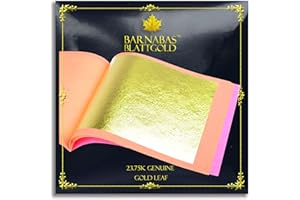 Barnabas Blattgold Gold Leaf - 23.75K Real Gold [25 Sheets, 3.4 inches] - Loose Sheets for Painting, Arts and Crafts