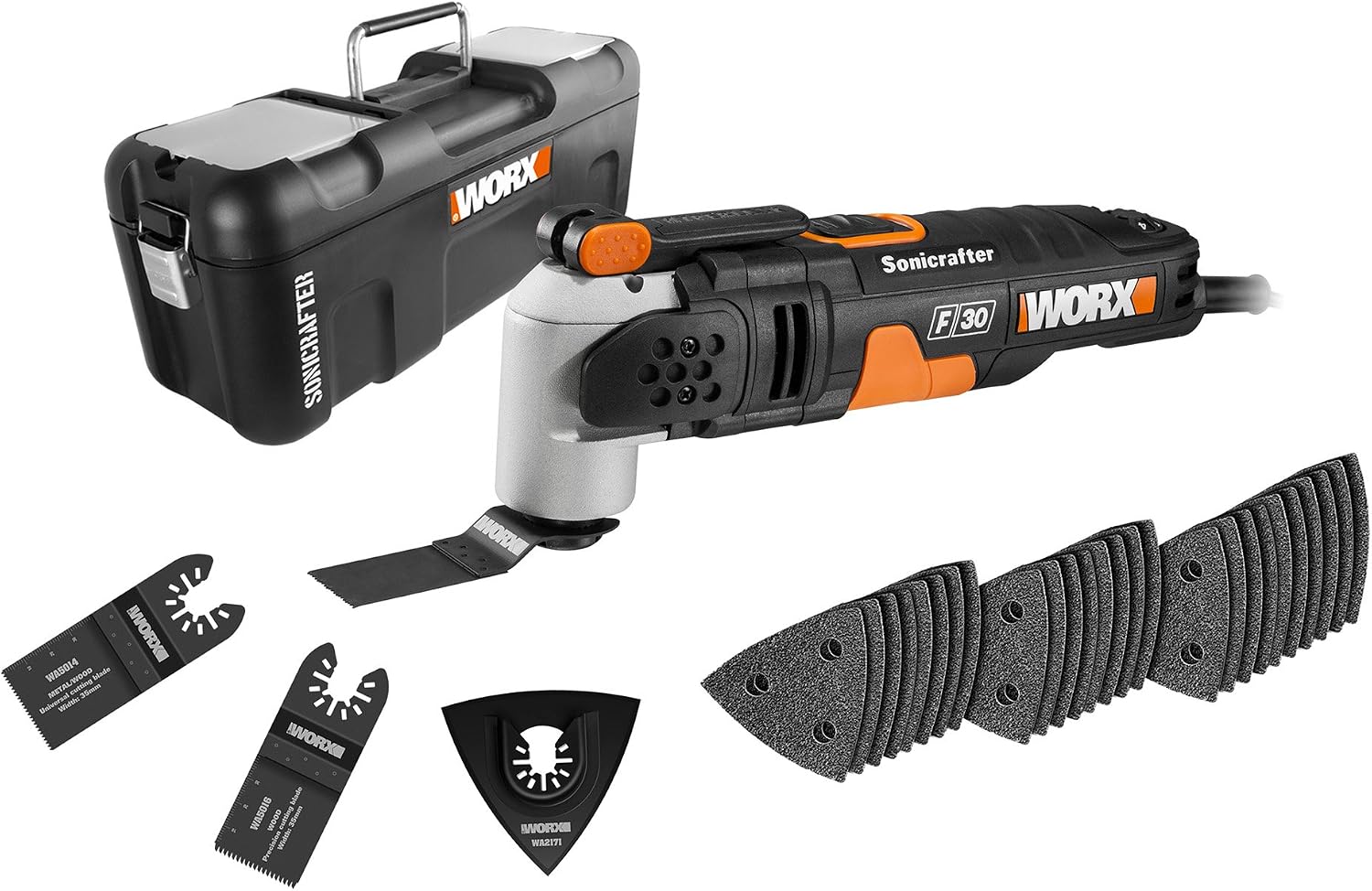WORX WX680 F30 350W Sonicrafter Multi-Tool Oscillating Tool with 29 Accessories, Black - Image 4
