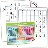 SCRIBBLEDO Place Value and Long Division Dry Erase Board 9x12 Grades 3-5 | Double Sided Whiteboard, Reference Guide, Math Centers Tutoring, Easy to Clean No Residuals, Sturdy Masonite Hardboard