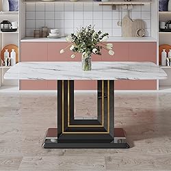 63" Dining Table for 4-6 People, Modern Marble