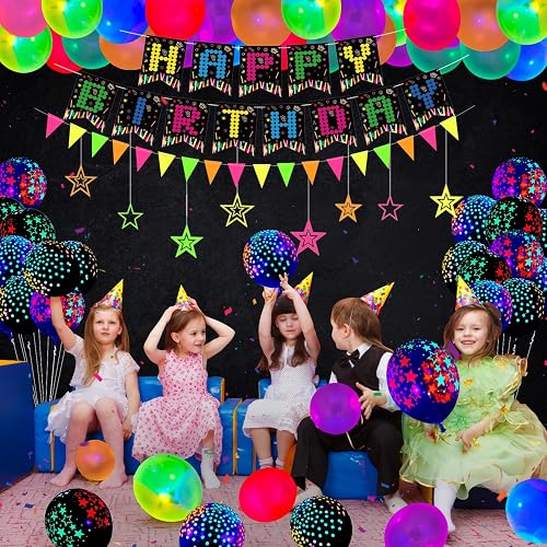 Neon-Party-Set Für 40 Personen - Inkl. Teller, Servietten, Tischdecken & Banner