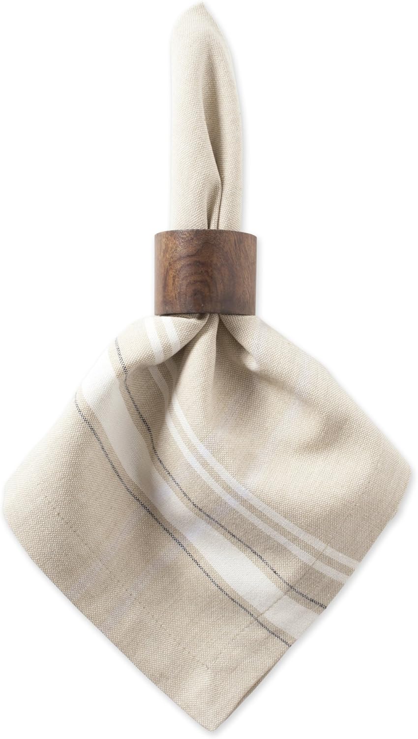 DII 100% Cotton Everyday French Stripe Tabletop Collection, Napkin Set, Taupe/White 6 Count: Home & Kitchen
