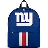 FOCO NFL Officially Licensed Team Color Primary Logo Solid Stripe Football School Bag Travel Backpack - New York Giants - Blue