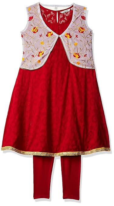 Girls' A-Line Regular Fit Salwar Suit Set (400017786667)