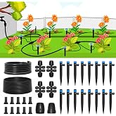 MIXC Drip Irrigation System,Quick Connector Garden Watering System Automatic Sprinkler System Kit for Lawn Raised Bed Greenhouse Plant Watering System (16FT Main Tube+ 79FT 1/4'' Tube)