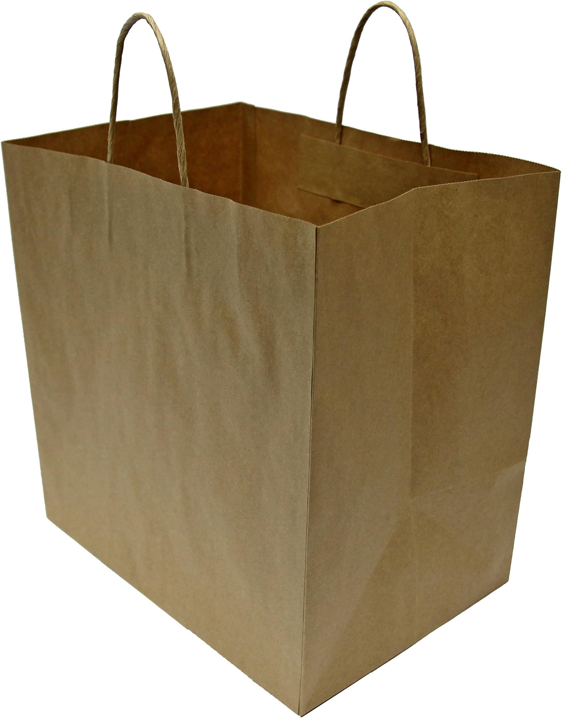 Artpack 02-15-3-022L Brown Kraft Paper Carry Bags with Twisted Handles 60pcs ($1.13/count) - 13.4"x9.4"x13.4" (with Base Card)