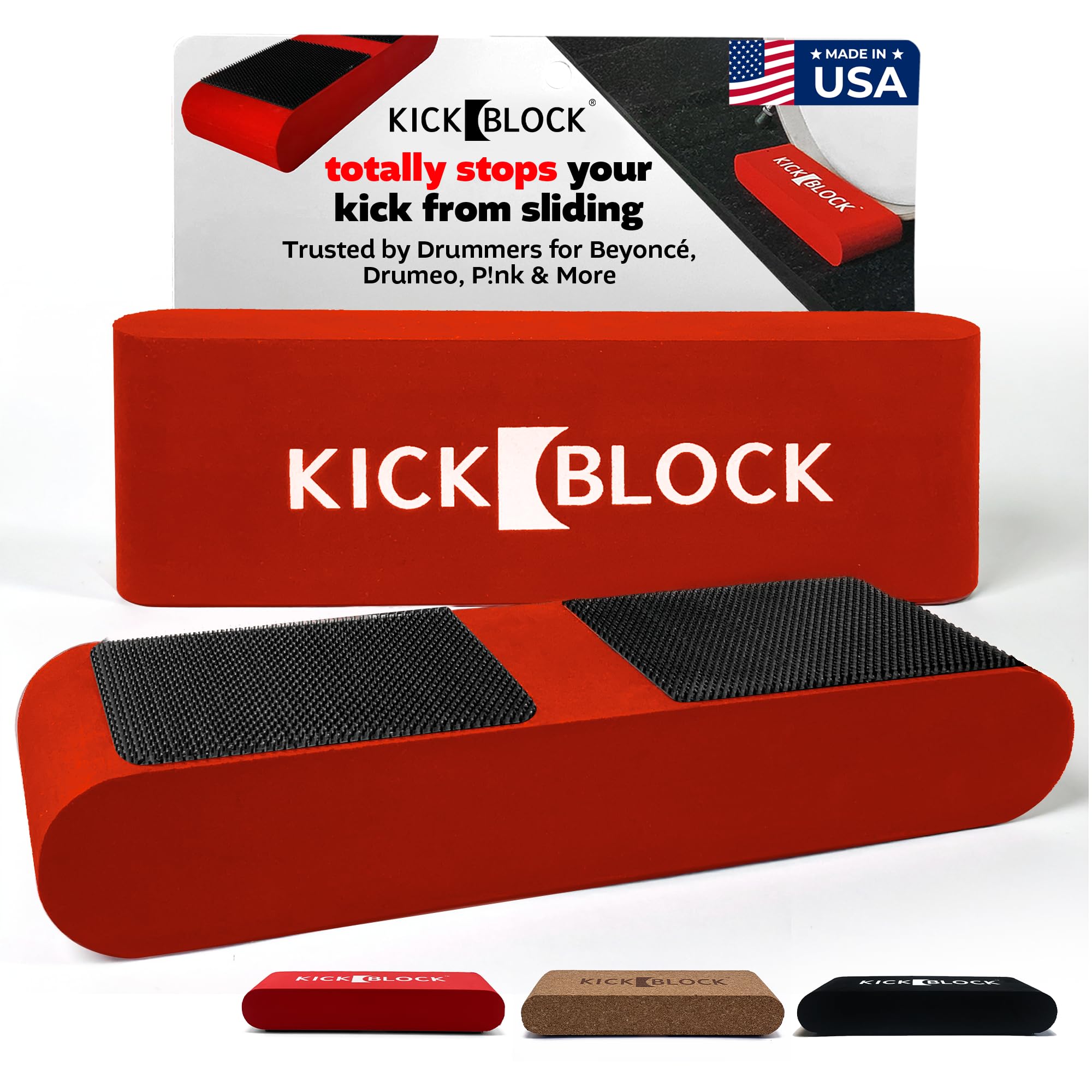 Photo 1 of KickBlock Bass Drum Anchor – World's Best Drum Stopper for Creep and Slide Prevention – Ultra-Grip Technology – Lightweight and Portable Accessory – Brick Red