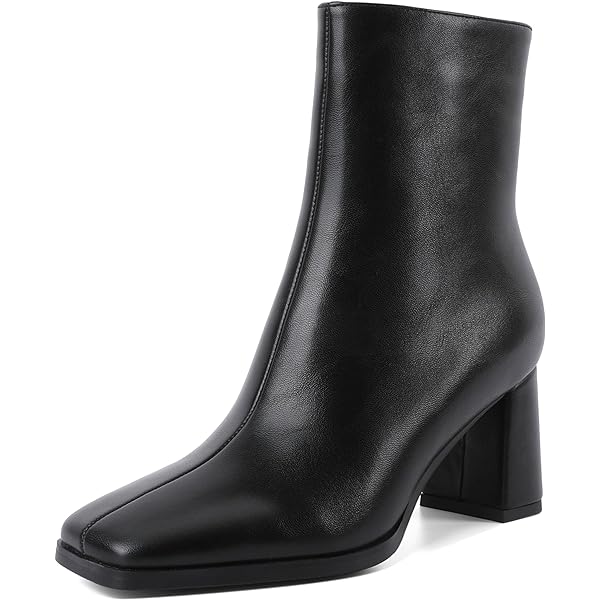 Amazon.com | ZXHYZLZ Womens Black Chunky High Heel Boots - Zip Up