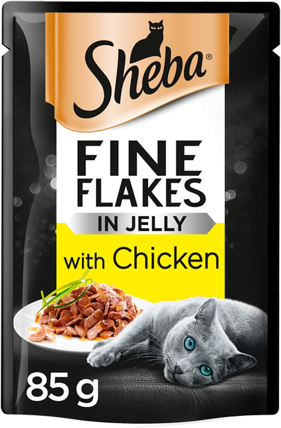 Sheba Fine Flakes in Jelly with Chicken, Wet Cat Food Pouches for Adult