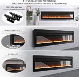INMOZATA 102cm Electric Fire Wall Mounted Freestanding 900W 1800W Black view 3