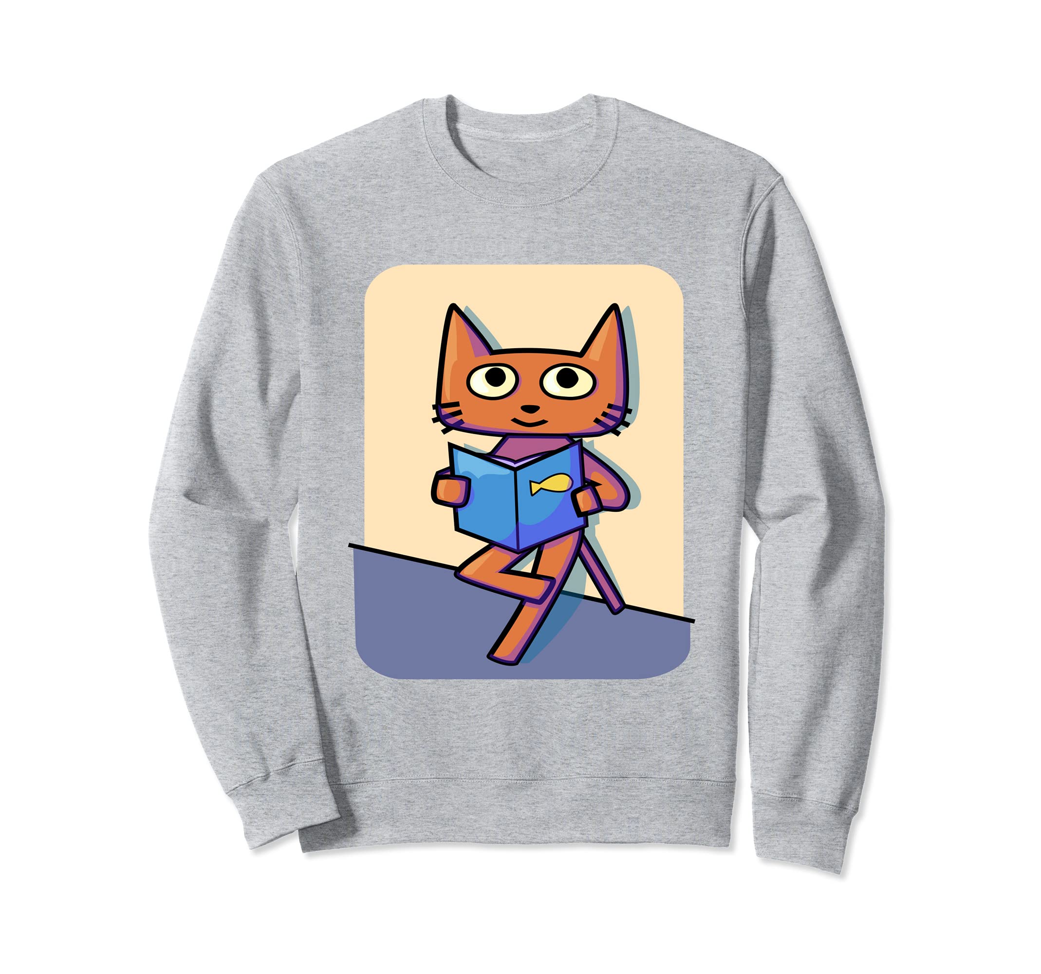 Cat Reading Book Cartoon Sweatshirt