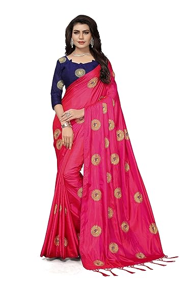 Women's Paper Silk Saree With Unstitched Blouse