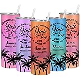 Personalized Girls Trip Tumbler, Custom Beach Tumbler with Name Family Vacation Travel Cup, 20 oz Stainless Steel Tumblers with Name and Lids, Girls Trip Gifts, Bridesmaid Bachelorette Trips Gifts