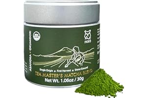 FKRO Organic Tea Master's Ceremonial Grade Japanese Matcha Green Tea Powder. 1st Harvest, Single Origin, Sugar-free. Flown in Fresh from Japan Every Month (30g/1.06oz) Tin