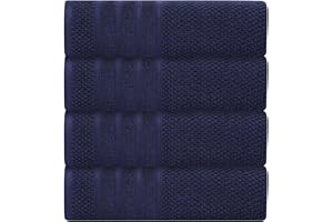CRAFTBERRY Luxury Bath Towels| 100% Cotton| Ultra Soft, Plush, Thick, Fluffy, Highly Absorbent, Quick Dry | Home, Gym, Pool, Yoga, Hotel, Shower | Large Towel Set for Bathroom| Set of 4| 27 x 54| -Navy/Dark Blue