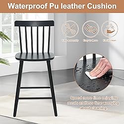 ClinQ Windsor Wooden Black Bar Stools Set of 4 for