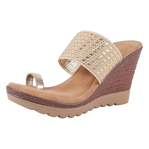 Women's Metallic Accents Toe Ring Wedges